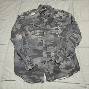 Helix Shirt Men's Medium‎ Camouflage Black Athletic Fit Button Up